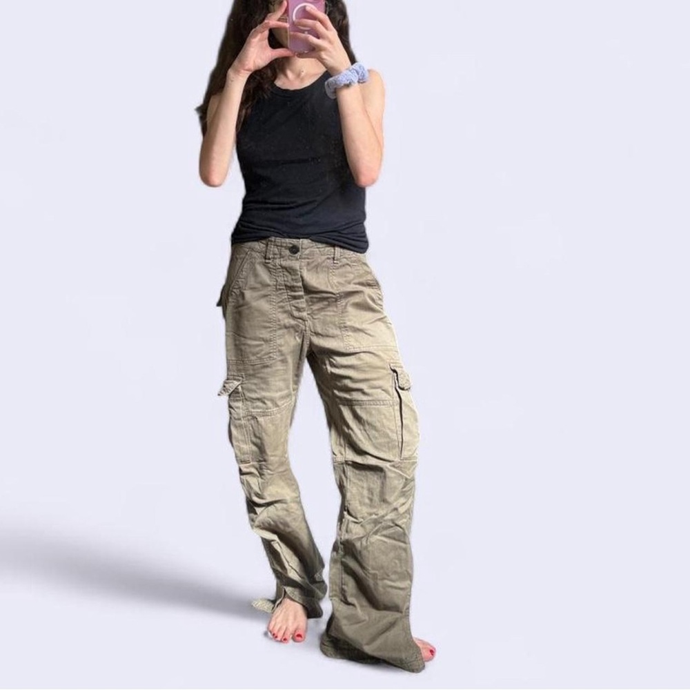 Zara Green Relaxed Cargo Pants Size Small